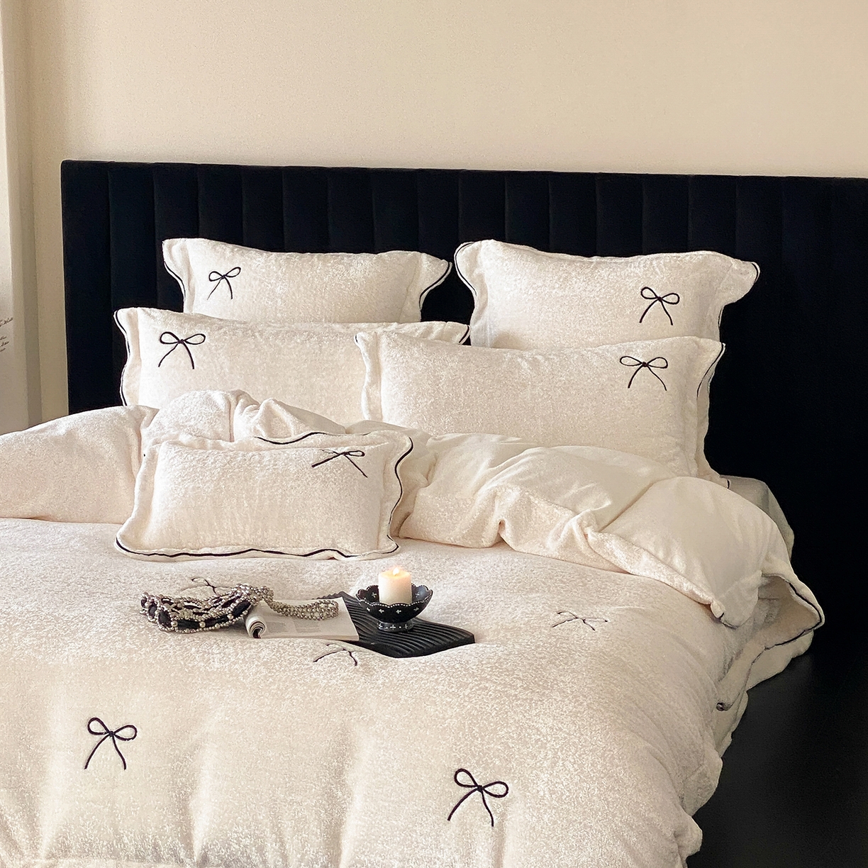 91家纺网 家纺一手货源 找家纺 （总）星野 2025新款高克重牛奶绒云锦绒刺绣四件套-可可西里