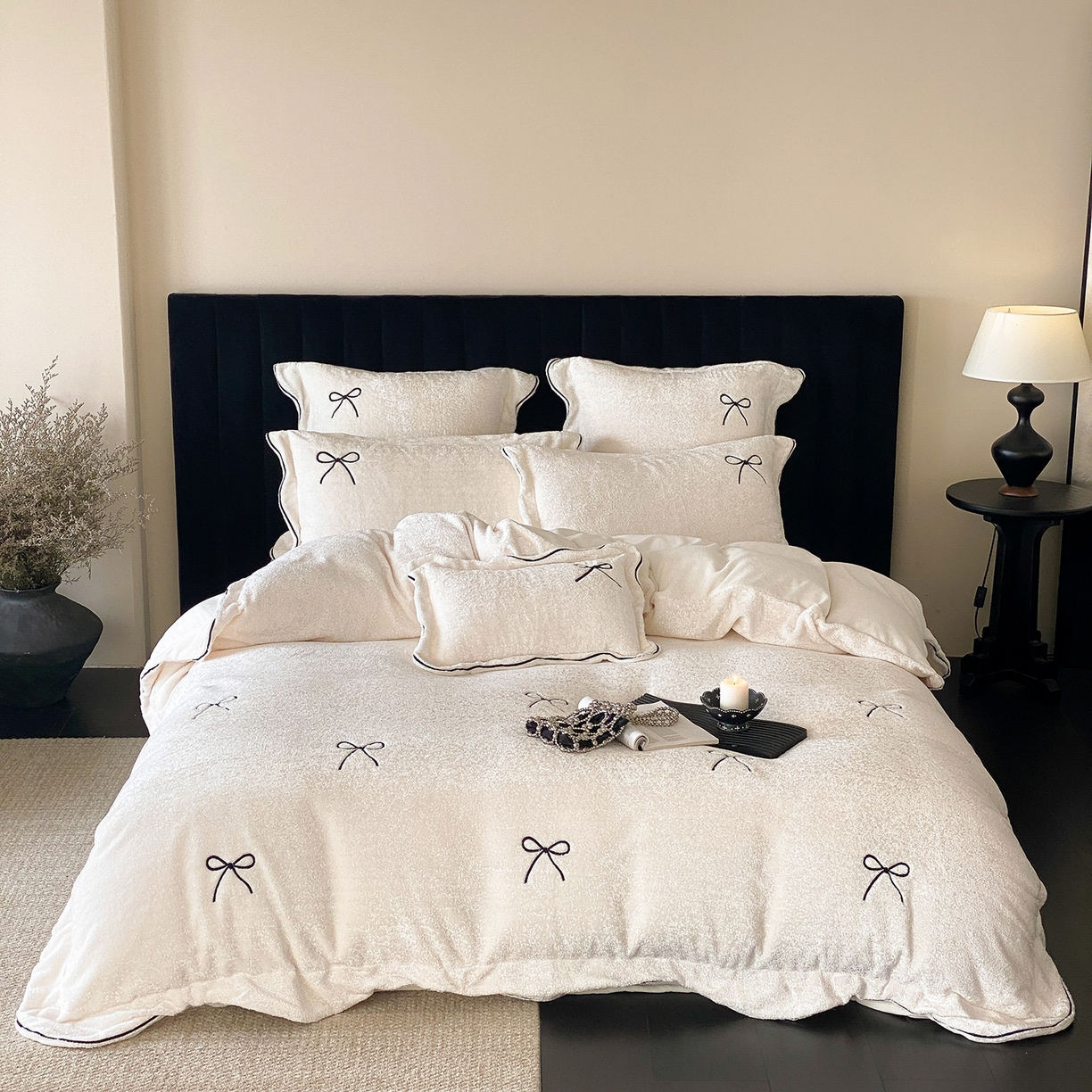 91家纺网 家纺一手货源 找家纺 （总）星野 2025新款高克重牛奶绒云锦绒刺绣四件套-可可西里