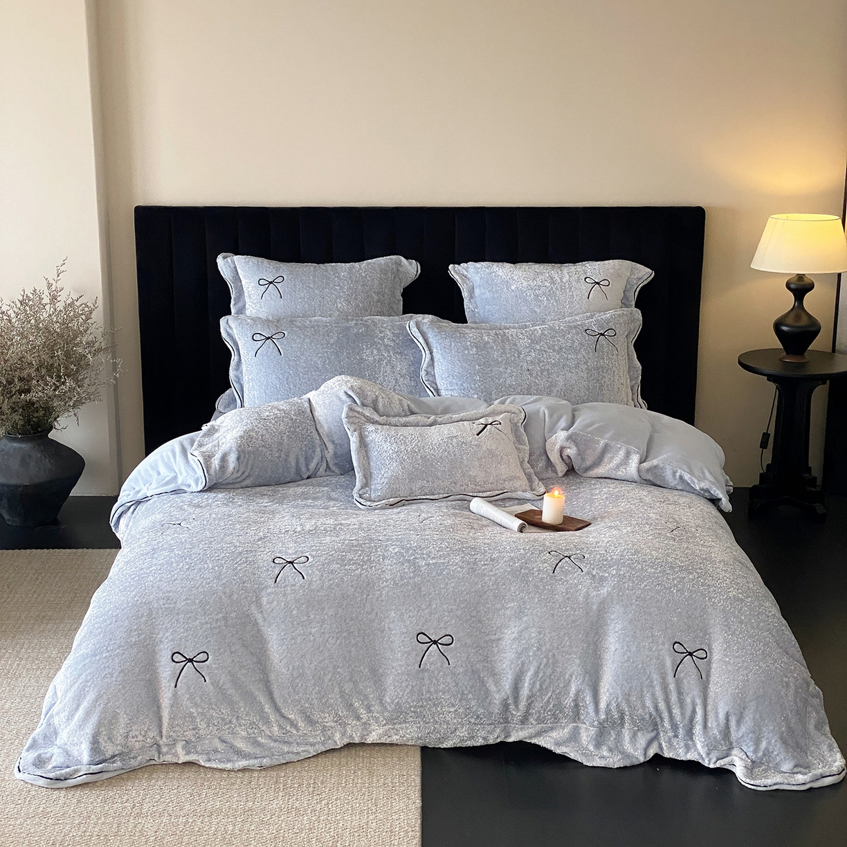 91家纺网 家纺一手货源 找家纺 （总）星野 2025新款高克重牛奶绒云锦绒刺绣四件套-可可西里