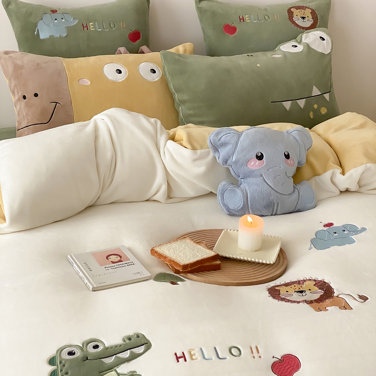 91家纺网 家纺一手货源 找家纺 （总）星野 2025新款高克重牛奶绒贴布刺绣四件套-丛林探险记