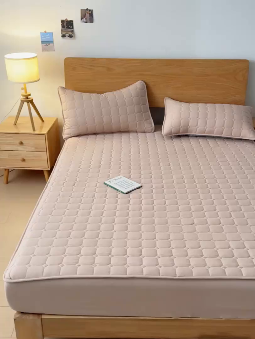 91家纺网 家纺一手货源 找家纺 富阿娜家纺 2025新款A类抗菌夹棉单床笠三件套  围布30cm 良品-卡其