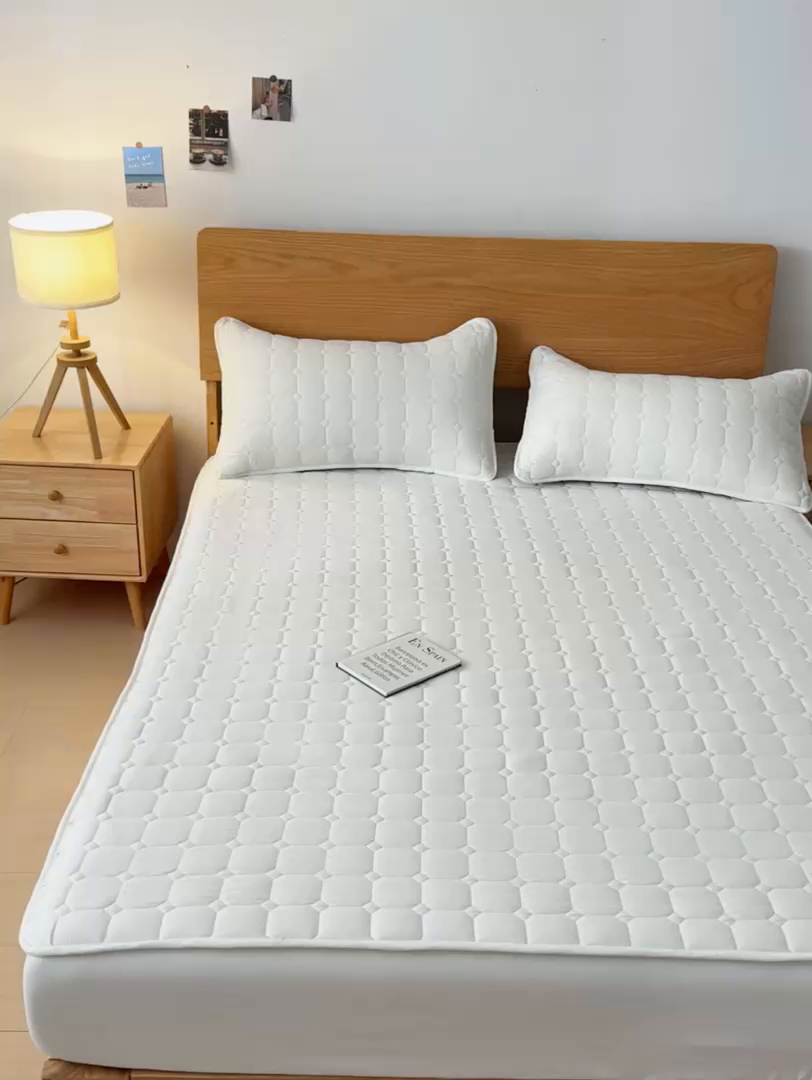 91家纺网 家纺一手货源 找家纺 富阿娜家纺 2025新款A类抗菌夹棉单床笠三件套  围布30cm 良品-云朵白