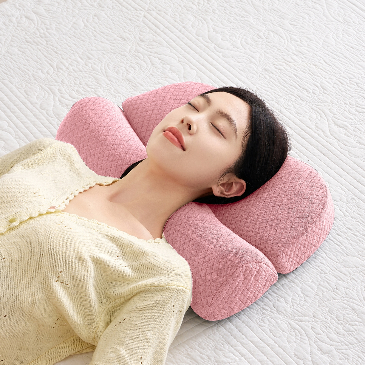 91家纺网 家纺一手货源 找家纺 乐可 2025新款零压深睡枕记忆棉枕枕头枕芯 零压深睡枕-粉