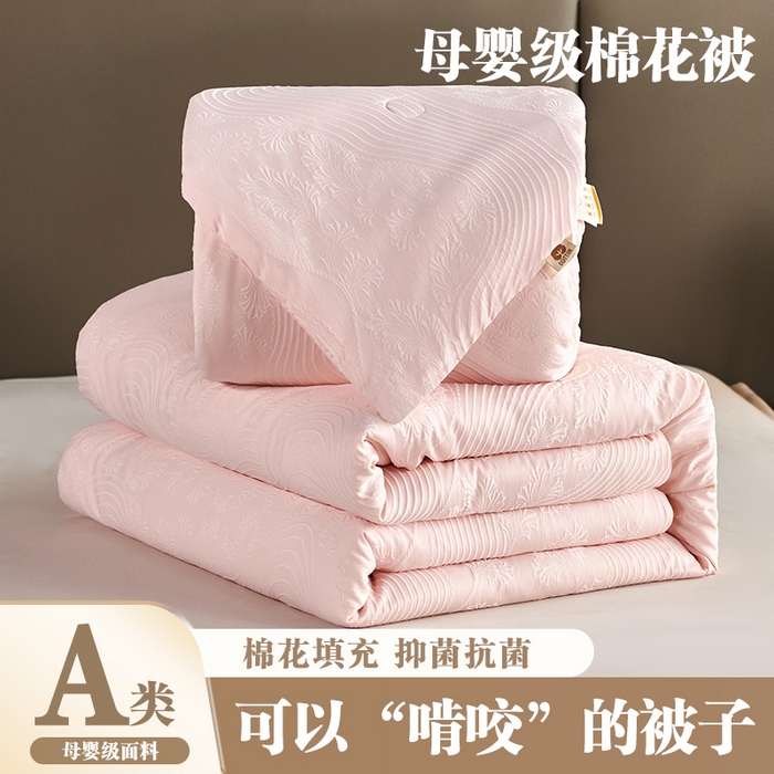 富阿娜家纺 2025新款新疆棉花被子被芯 提花粉