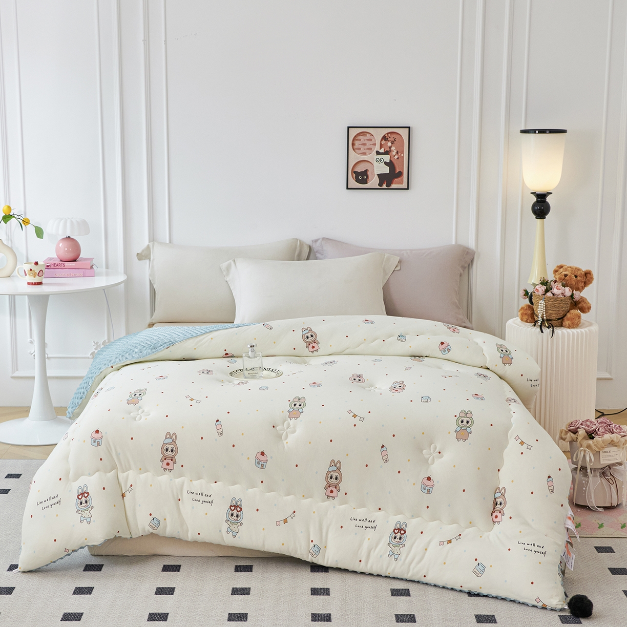 91家纺网 家纺一手货源 找家纺 （总）缔锦家纺 2025新款小版卡通豆豆被被子被芯