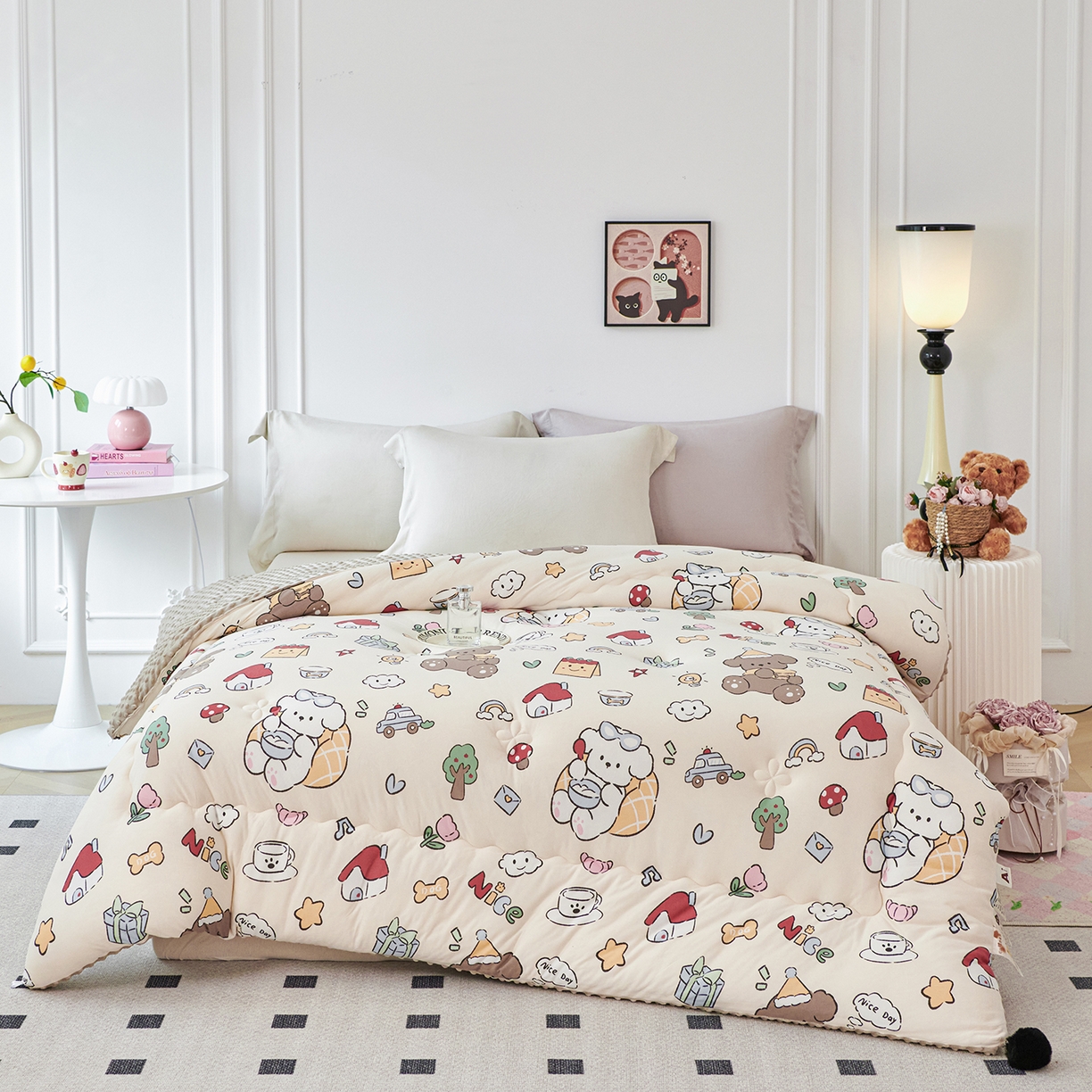 91家纺网 家纺一手货源 找家纺 （总）缔锦家纺 2025新款小版卡通豆豆被被子被芯