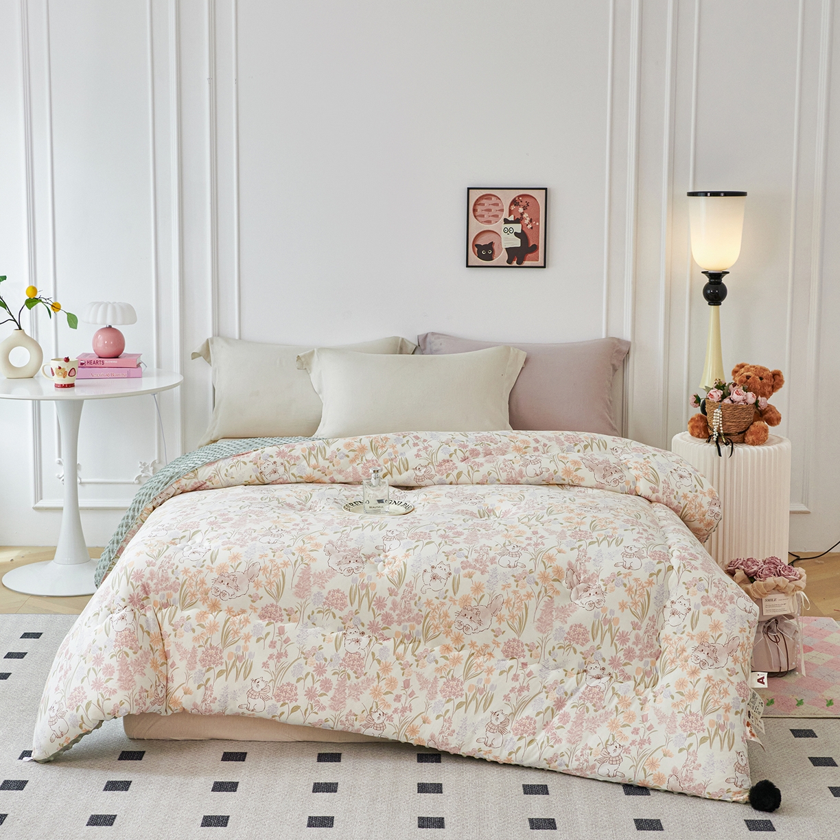 缔锦家纺 2025新款小版卡通豆豆被被子被芯 乖乖喵