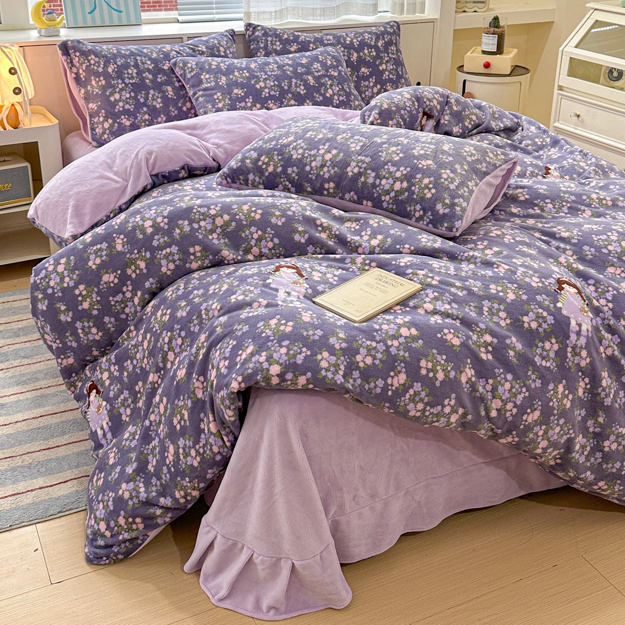 91家纺网 家纺一手货源 找家纺 （总）梦莱斯 2025新款加厚保暖双面牛奶绒四件套