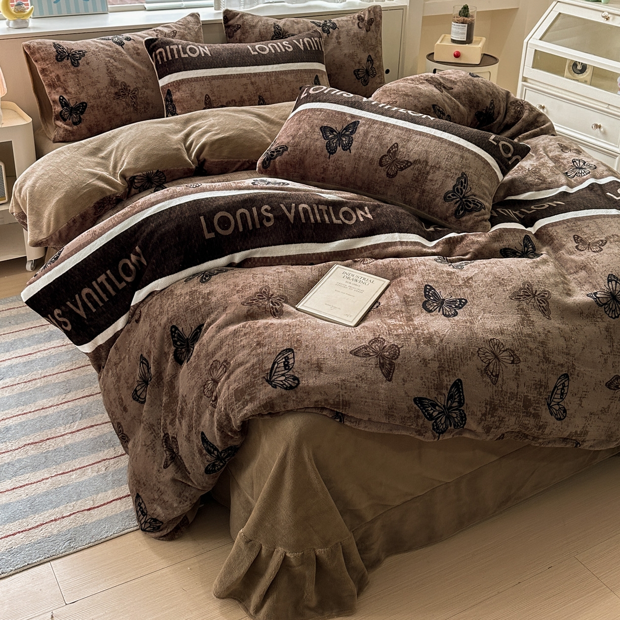 91家纺网 家纺一手货源 找家纺 （总）梦莱斯 2025新款加厚保暖双面牛奶绒四件套