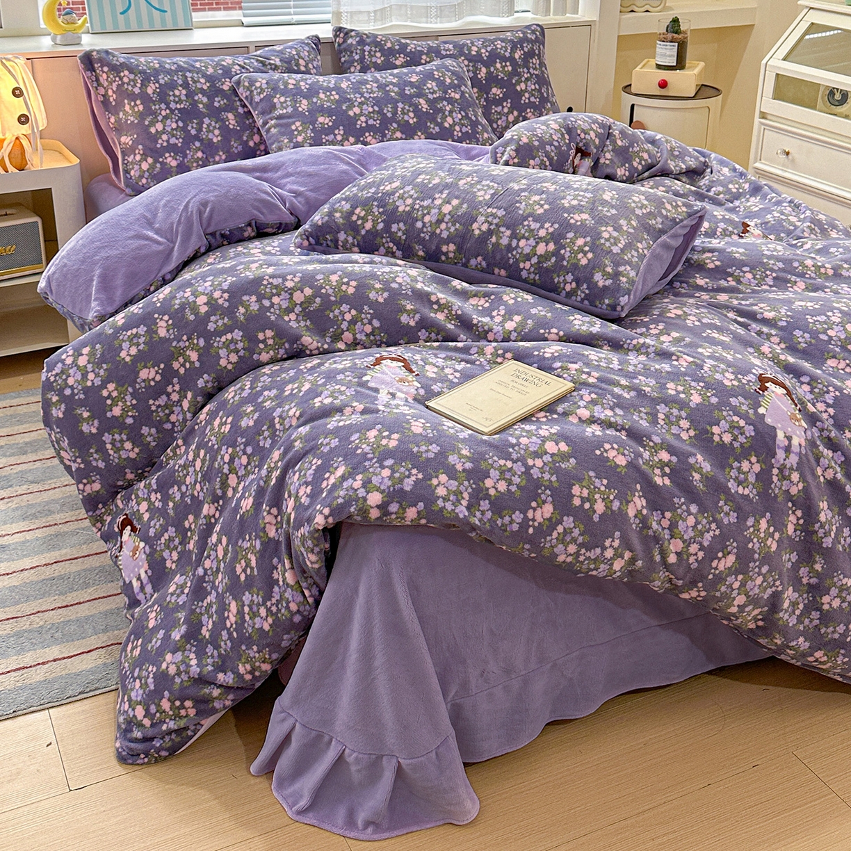 91家纺网 家纺一手货源 找家纺 （总）梦莱斯 2025新款加厚保暖双面牛奶绒四件套