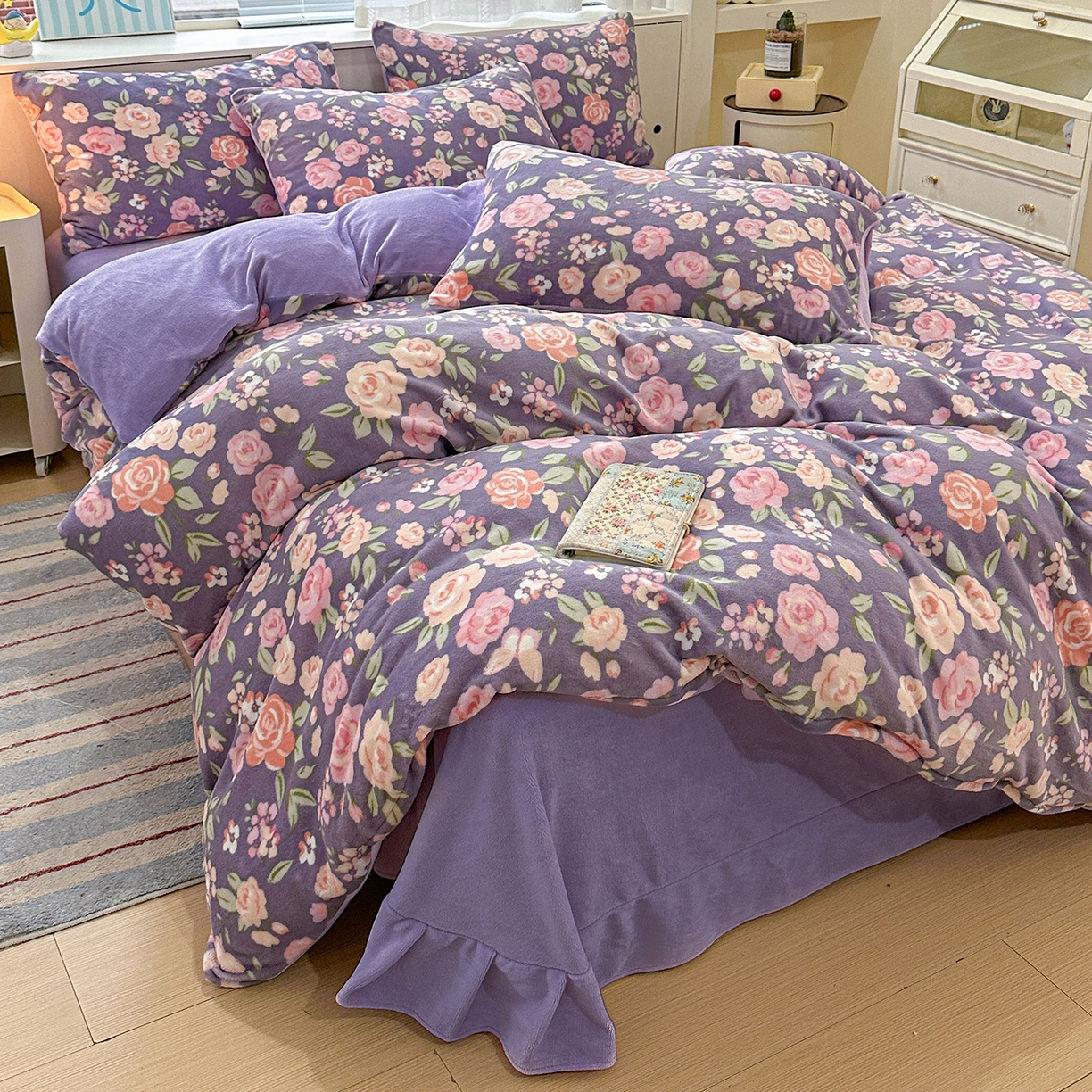 梦莱斯 2025新款加厚保暖双面牛奶绒四件套 花里梦