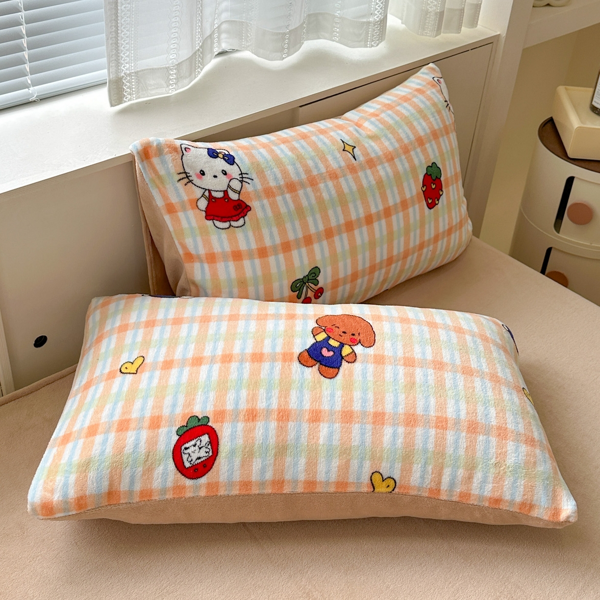 91家纺网 家纺一手货源 找家纺 梦莱斯 2025新款加厚保暖双面牛奶绒四件套 猫咪酱