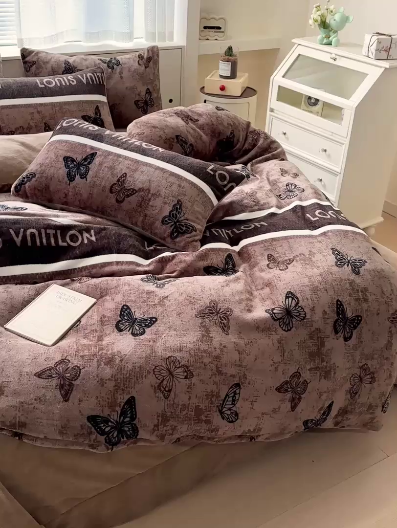 91家纺网 家纺一手货源 找家纺 梦莱斯 2025新款加厚保暖双面牛奶绒四件套 米亚