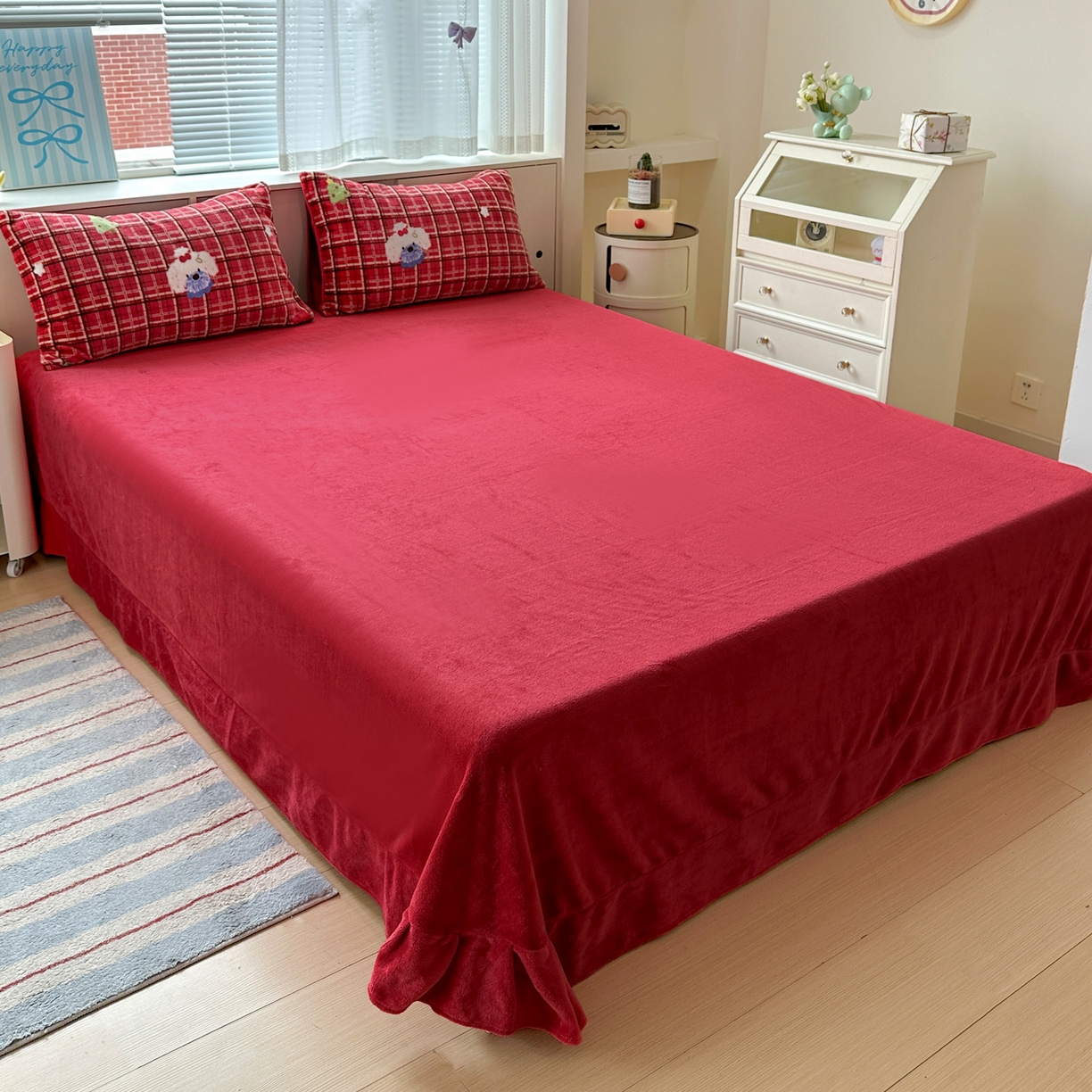 91家纺网 家纺一手货源 找家纺 梦莱斯 2025新款加厚保暖双面牛奶绒四件套 圣诞王