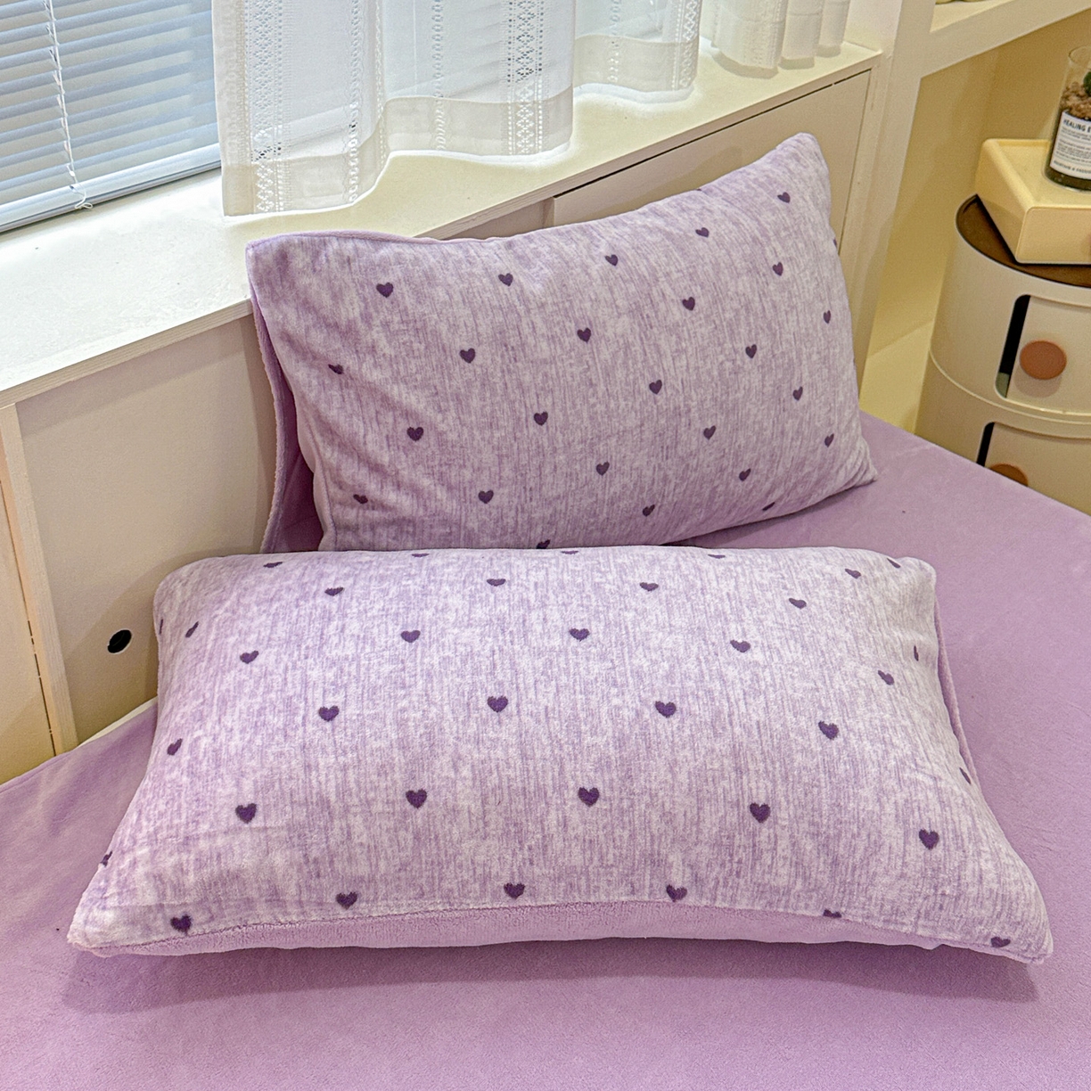 91家纺网 家纺一手货源 找家纺 梦莱斯 2025新款加厚保暖双面牛奶绒四件套 心动-紫