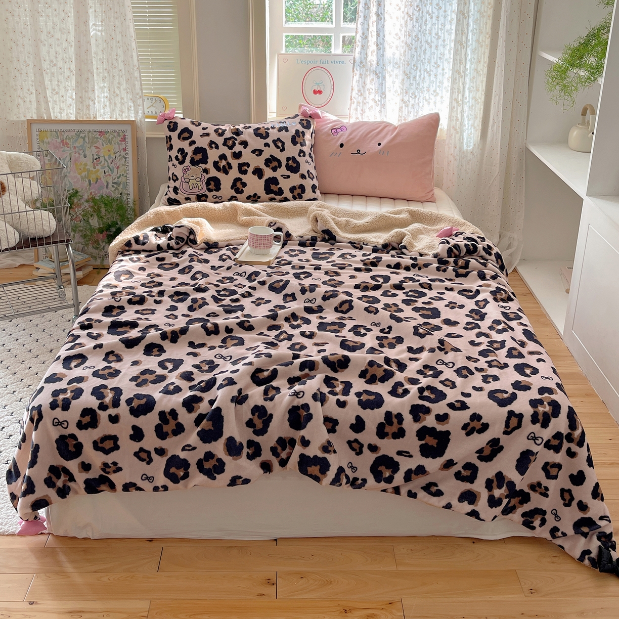 91家纺网 家纺一手货源 找家纺 （总）轻奢坊 2025新款博主风豹纹牛奶绒羊羔绒毛毯