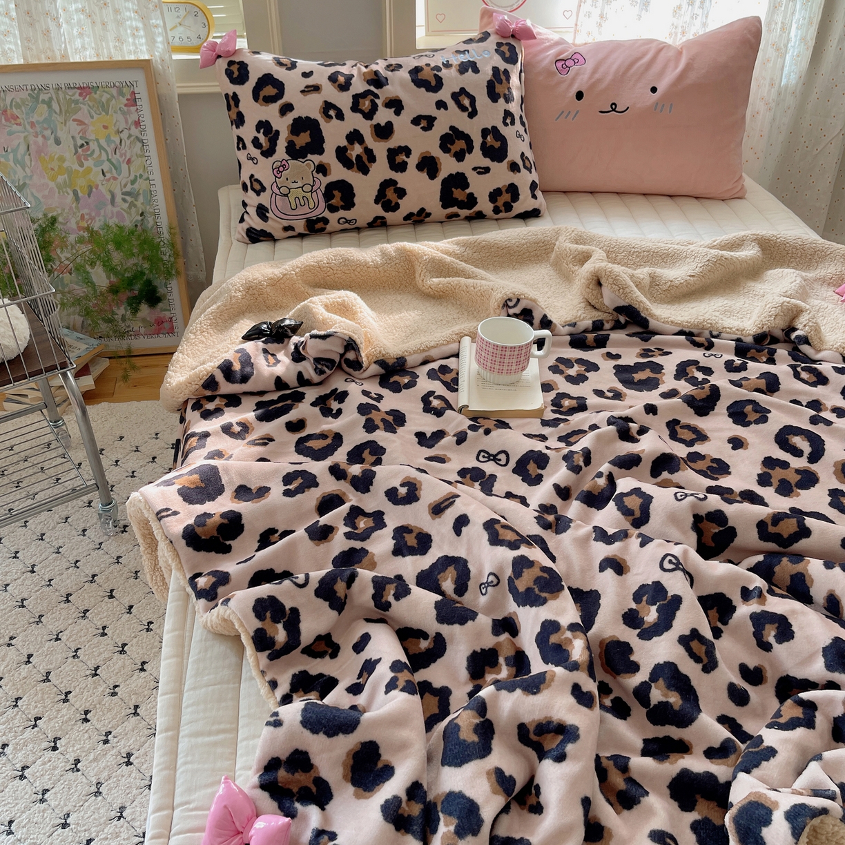 91家纺网 家纺一手货源 找家纺 （总）轻奢坊 2025新款博主风豹纹牛奶绒羊羔绒毛毯