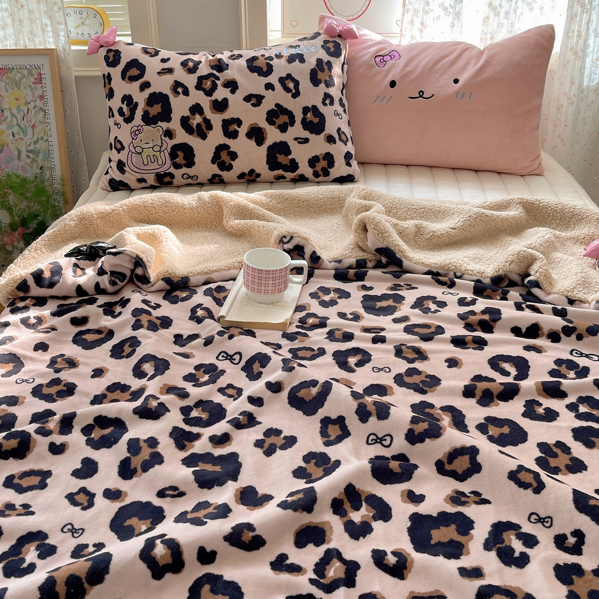 91家纺网 家纺一手货源 找家纺 （总）轻奢坊 2025新款博主风豹纹牛奶绒羊羔绒毛毯