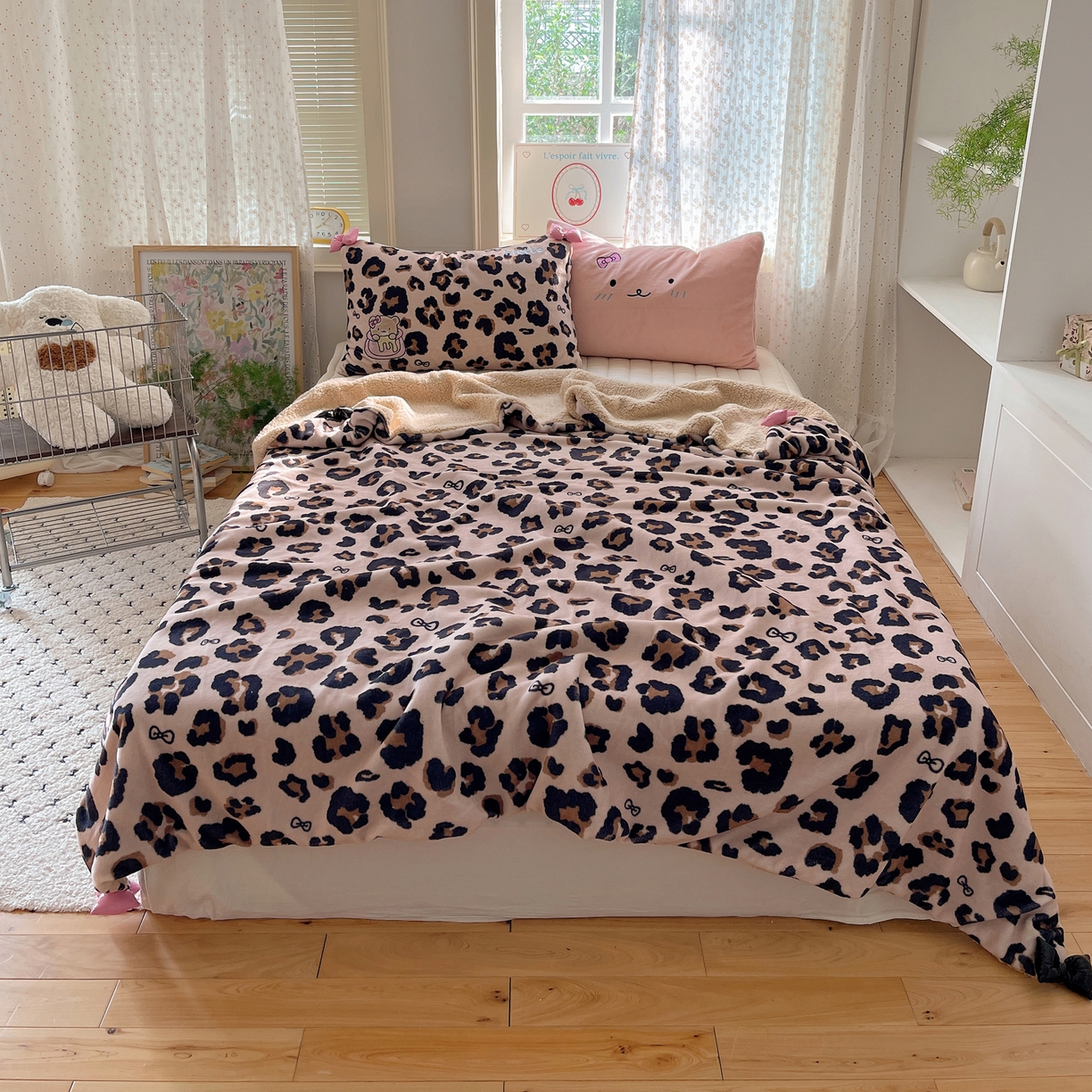 91家纺网 家纺一手货源 找家纺 （总）轻奢坊 2025新款博主风豹纹牛奶绒羊羔绒毛毯