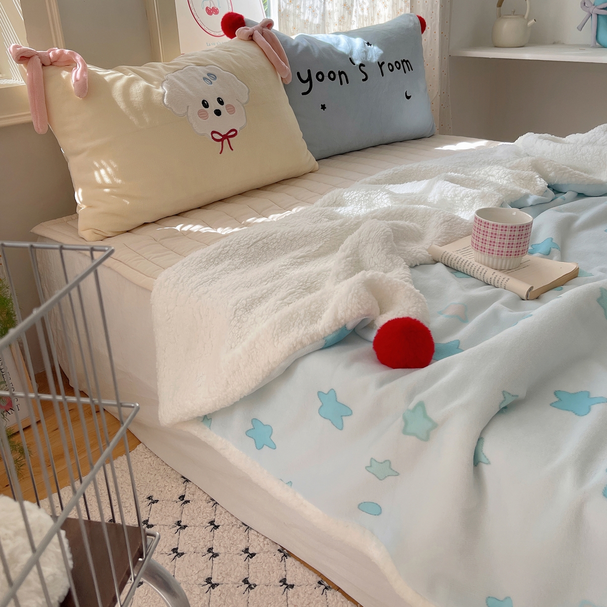 91家纺网 家纺一手货源 找家纺 轻奢坊 2025新款博主风豹纹牛奶绒羊羔绒毛毯 毯子-星星