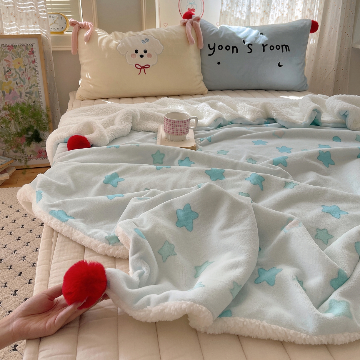 91家纺网 家纺一手货源 找家纺 轻奢坊 2025新款博主风豹纹牛奶绒羊羔绒毛毯 毯子-星星