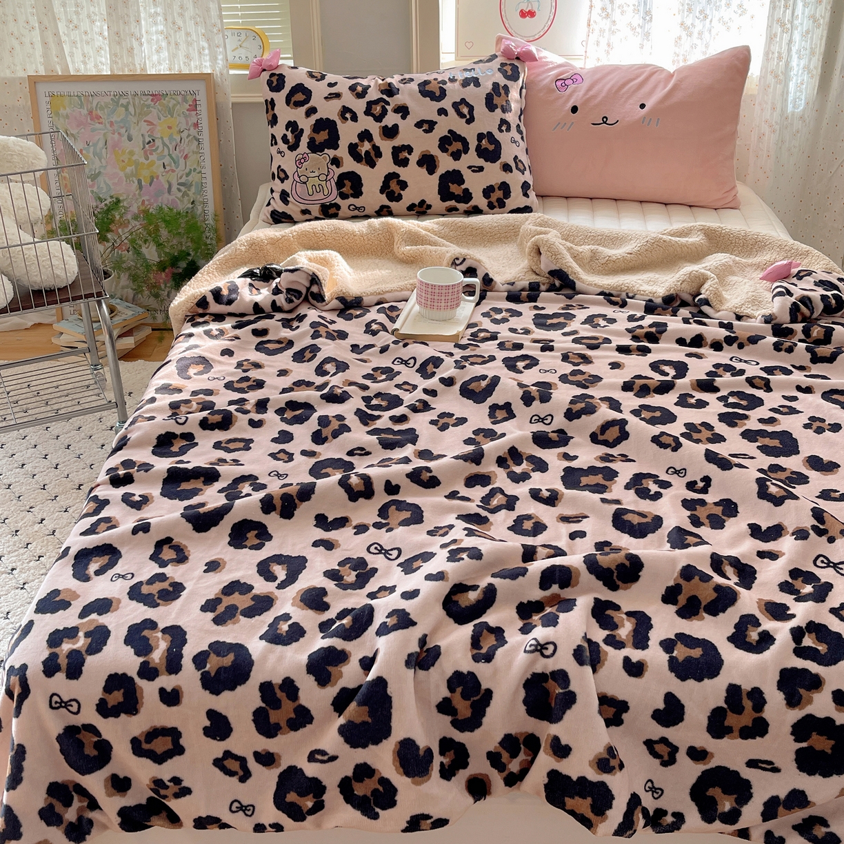 91家纺网 家纺一手货源 找家纺 （总）轻奢坊 2025新款博主风豹纹牛奶绒羊羔绒毛毯