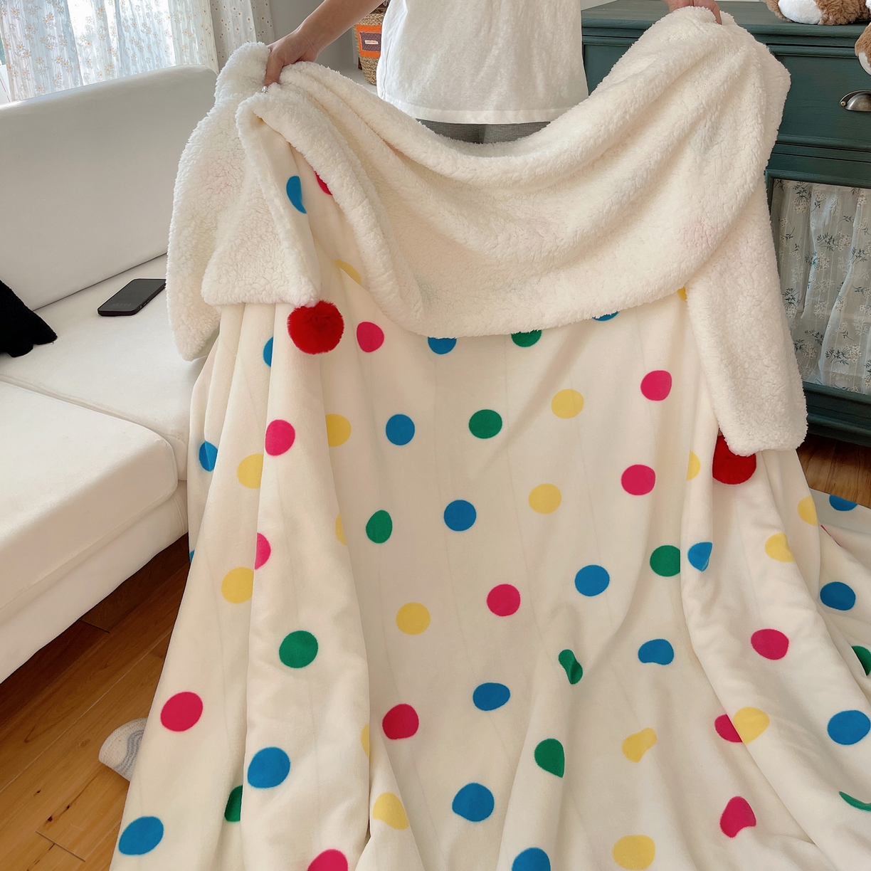 轻奢坊 2025新款博主风豹纹牛奶绒羊羔绒毛毯 毯子-波点