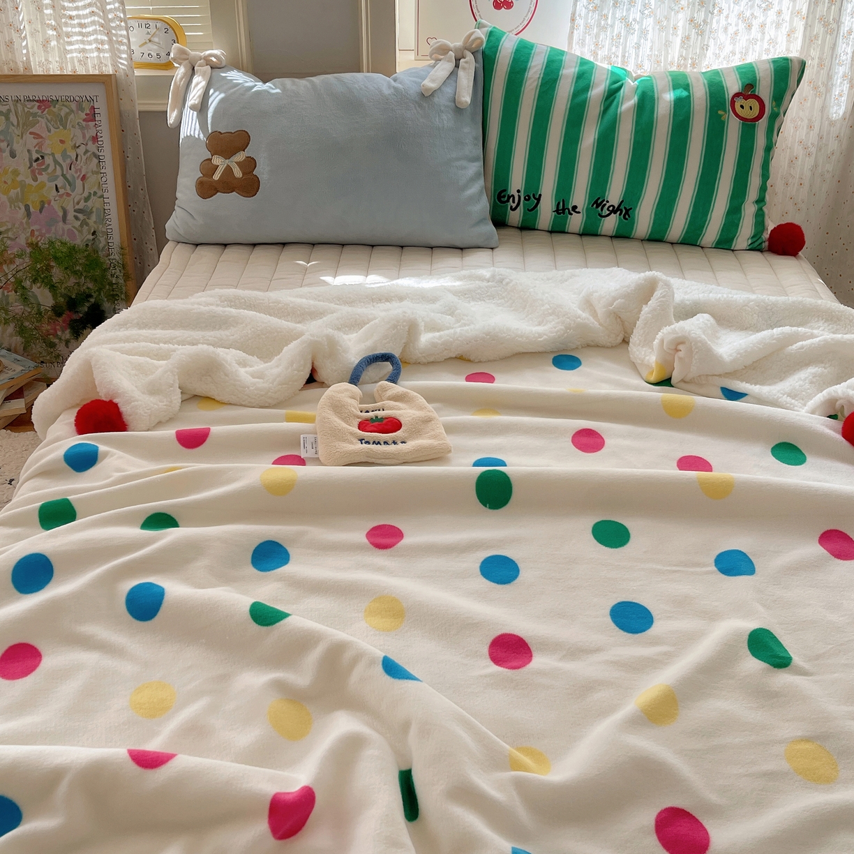 91家纺网 家纺一手货源 找家纺 轻奢坊 2025新款博主风豹纹牛奶绒羊羔绒毛毯 毯子-波点