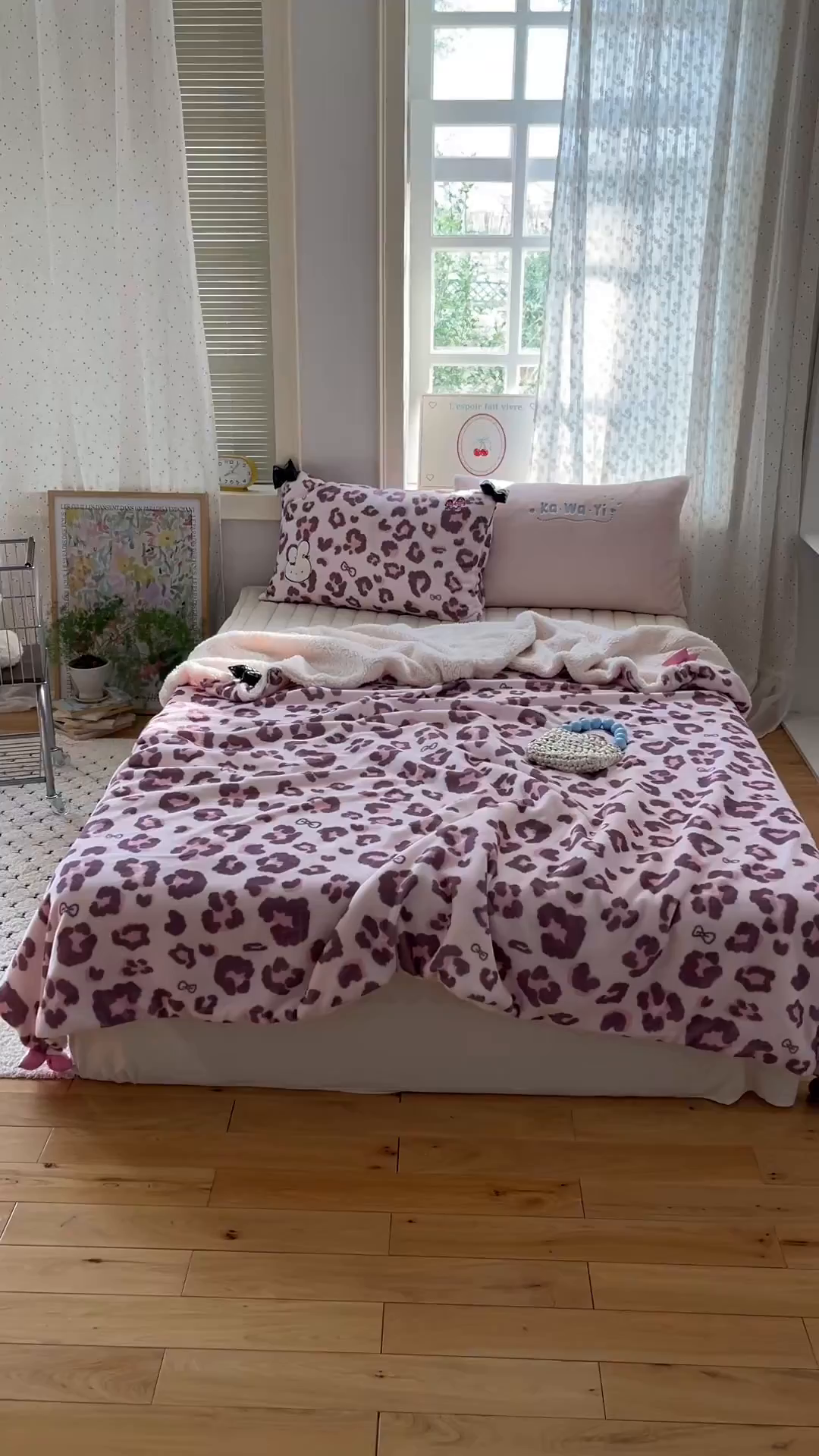 91家纺网 家纺一手货源 找家纺 轻奢坊 2025新款博主风豹纹牛奶绒羊羔绒毛毯 毯子-粉豹