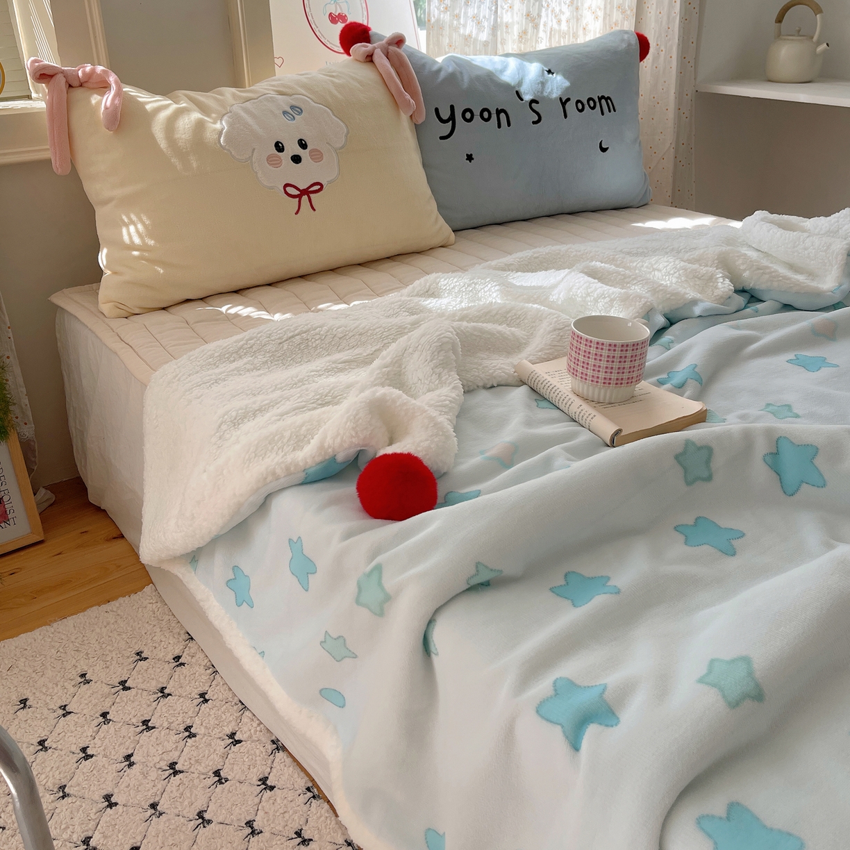 91家纺网 家纺一手货源 找家纺 轻奢坊 2025新款博主风豹纹牛奶绒羊羔绒毛毯 毯子-星星