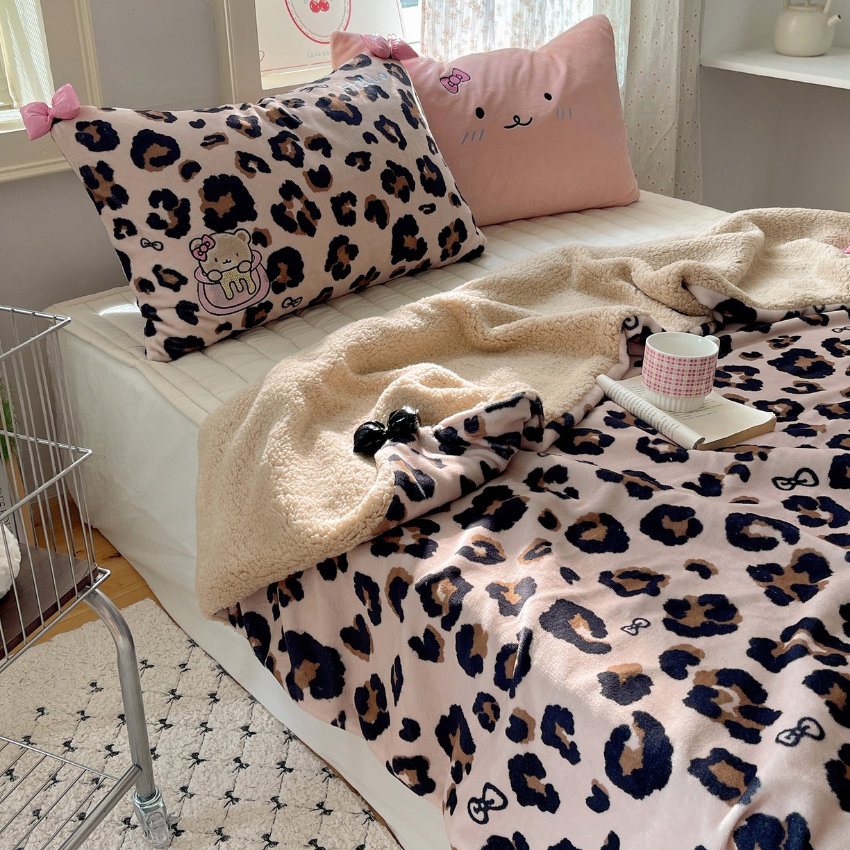 91家纺网 家纺一手货源 找家纺 轻奢坊 2025新款博主风豹纹牛奶绒羊羔绒毛毯 毯子-咖豹