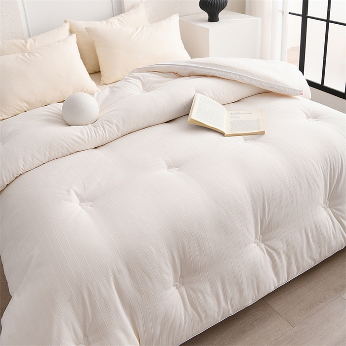 91家纺网 家纺一手货源 找家纺 （总）爱衫妮 2025新款全棉A类提花大豆被-方格  被子被芯