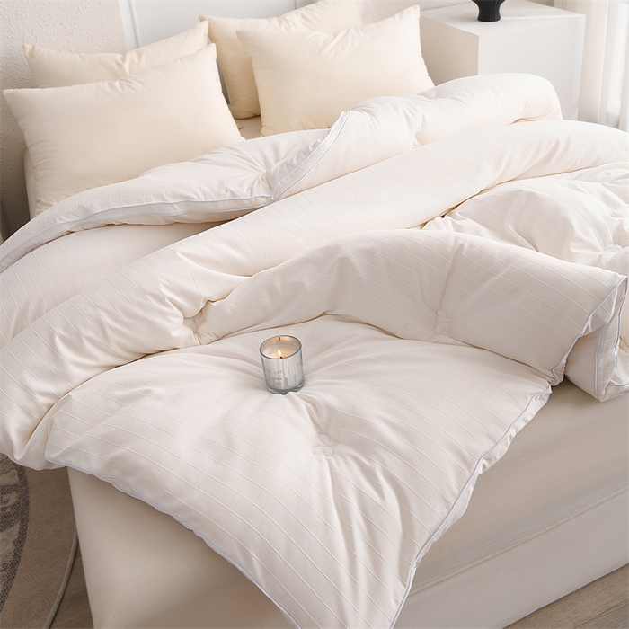 91家纺网 家纺一手货源 找家纺 （总）爱衫妮 2025新款全棉A类提花大豆被-方格  被子被芯