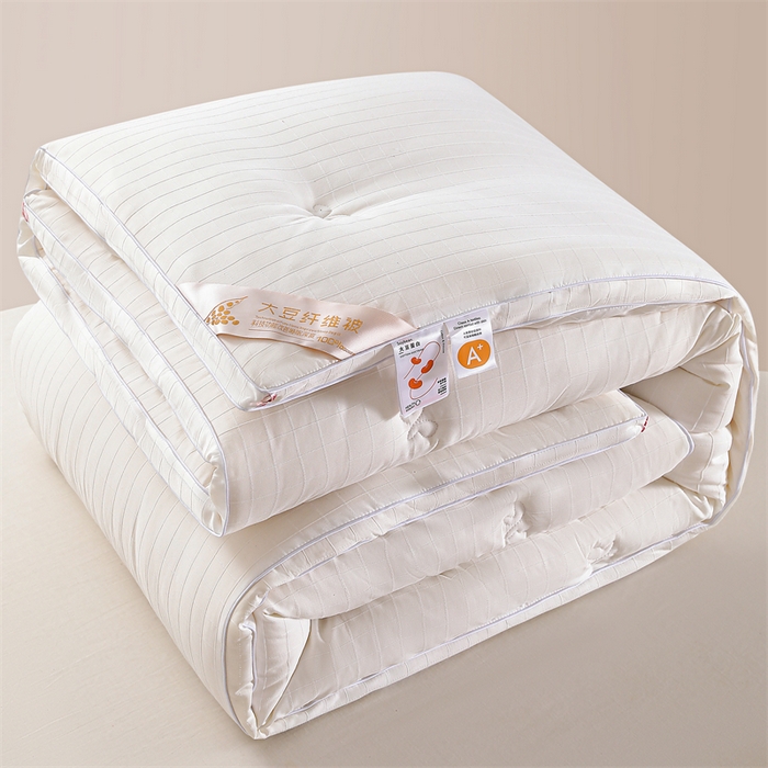 91家纺网 家纺一手货源 找家纺 （总）爱衫妮 2025新款全棉A类提花大豆被-方格  被子被芯