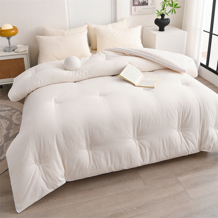 91家纺网 家纺一手货源 找家纺 （总）爱衫妮 2025新款全棉A类提花大豆被-方格  被子被芯