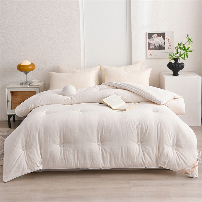 91家纺网 家纺一手货源 找家纺 （总）爱衫妮 2025新款全棉A类提花大豆被-方格  被子被芯