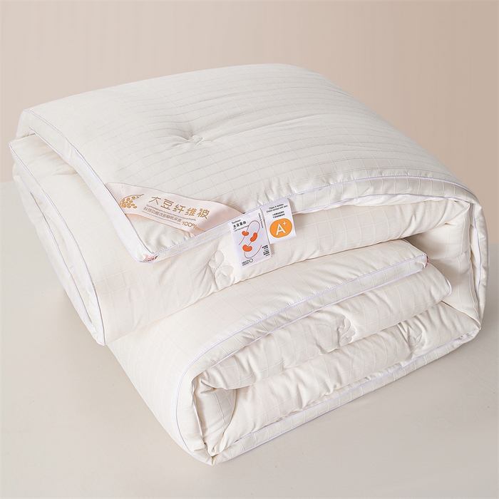 91家纺网 家纺一手货源 找家纺 爱衫妮 2025新款全棉A类提花大豆被-方格  被子被芯 方格-白色