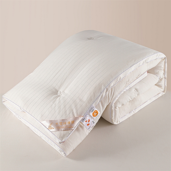 91家纺网 家纺一手货源 找家纺 爱衫妮 2025新款全棉A类提花大豆被-方格  被子被芯 方格-白色