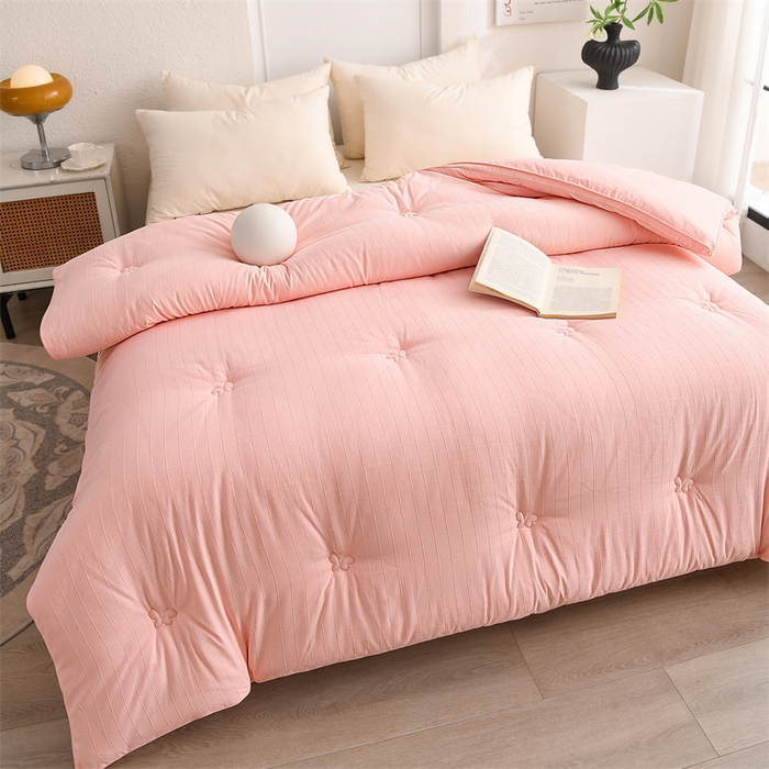 91家纺网 家纺一手货源 找家纺 爱衫妮 2025新款全棉A类提花大豆被-方格  被子被芯 方格-粉色