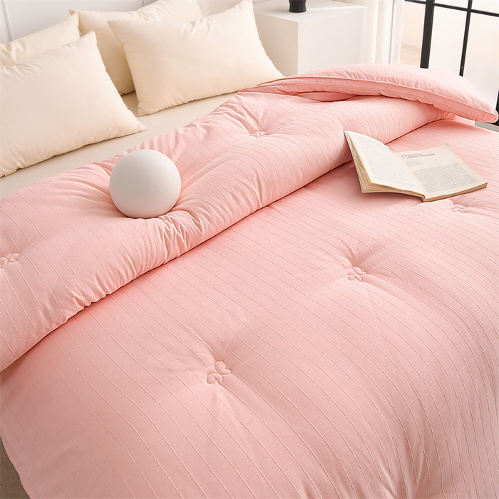 91家纺网 家纺一手货源 找家纺 爱衫妮 2025新款全棉A类提花大豆被-方格  被子被芯 方格-粉色