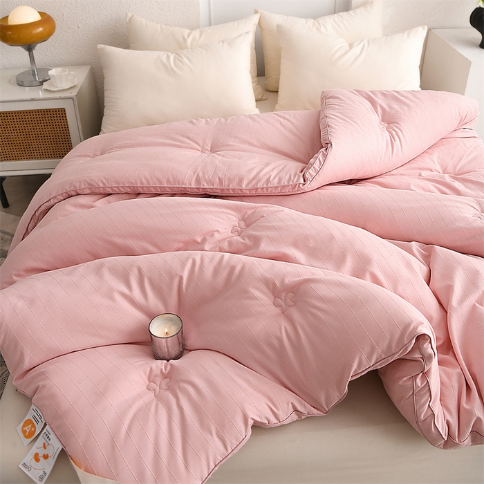 91家纺网 家纺一手货源 找家纺 爱衫妮 2025新款全棉A类提花大豆被-方格  被子被芯 方格-豆沙