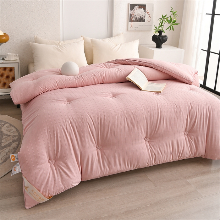 91家纺网 家纺一手货源 找家纺 爱衫妮 2025新款全棉A类提花大豆被-方格  被子被芯 方格-豆沙