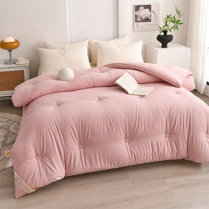 91家纺网 家纺一手货源 找家纺 爱衫妮 2025新款全棉A类提花大豆被-方格  被子被芯 方格-豆沙