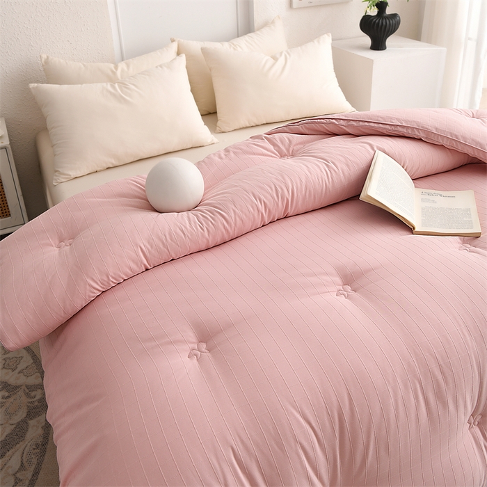 91家纺网 家纺一手货源 找家纺 爱衫妮 2025新款全棉A类提花大豆被-方格  被子被芯 方格-豆沙