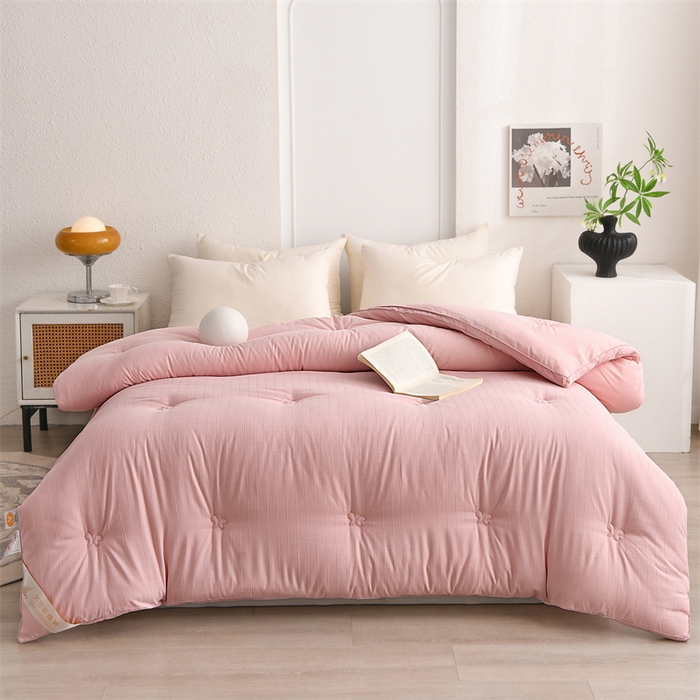 91家纺网 家纺一手货源 找家纺 爱衫妮 2025新款全棉A类提花大豆被-方格  被子被芯 方格-豆沙