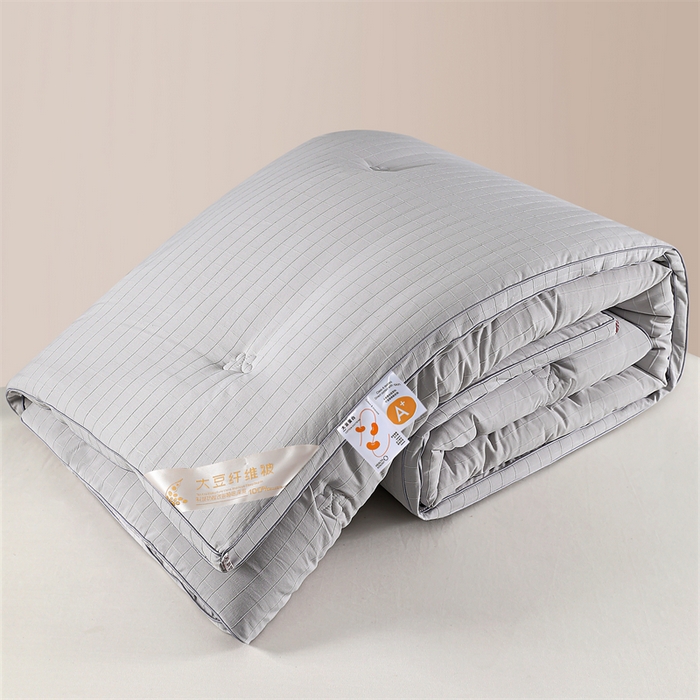 91家纺网 家纺一手货源 找家纺 爱衫妮 2025新款全棉A类提花大豆被-方格  被子被芯 方格-灰色