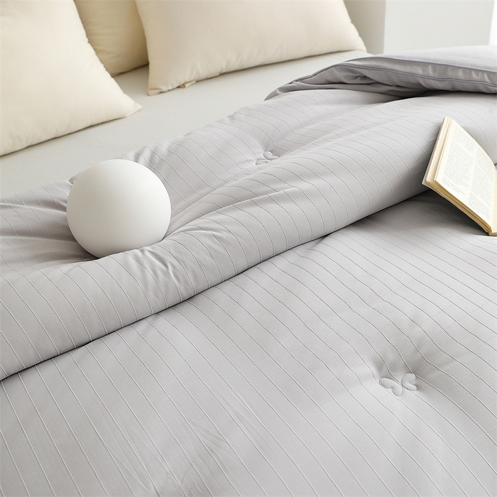 91家纺网 家纺一手货源 找家纺 爱衫妮 2025新款全棉A类提花大豆被-方格  被子被芯 方格-灰色