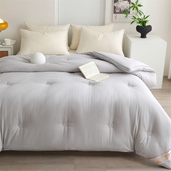 91家纺网 家纺一手货源 找家纺 爱衫妮 2025新款全棉A类提花大豆被-方格  被子被芯 方格-灰色