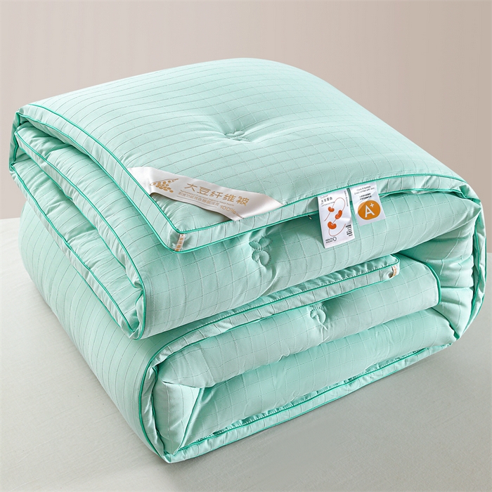 91家纺网 家纺一手货源 找家纺 爱衫妮 2025新款全棉A类提花大豆被-方格  被子被芯 方格-绿色