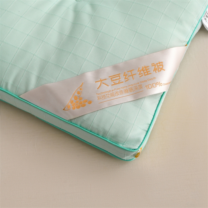 91家纺网 家纺一手货源 找家纺 爱衫妮 2025新款全棉A类提花大豆被-方格  被子被芯 方格-绿色